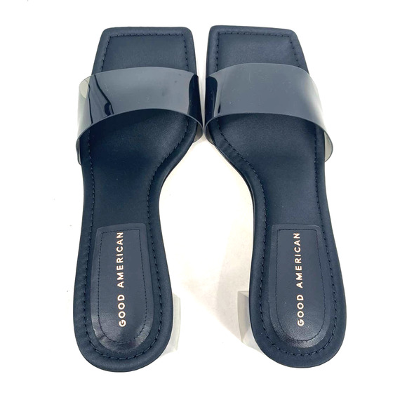 Good American Block Heel Slide Sandal Black 001 Size 7.5 GA119K-X - Picture 3 of 9